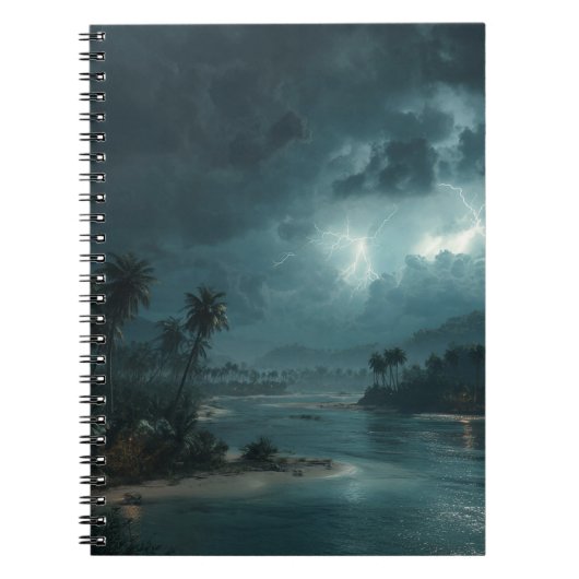 Stormy Tropical Night Lightning Sky Art Notebook ノートブック (正面)