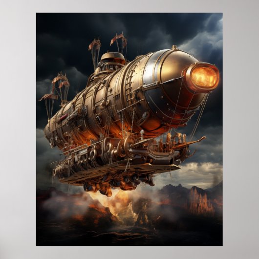 Stormy Voyage: Epic Steampunk Zeppelin ポスター (正面)