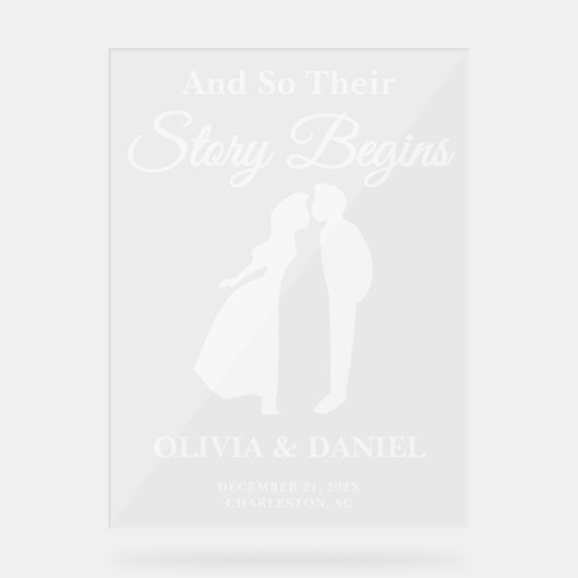 Story Begins Editable Wedding Welcome アクリルサイン (正面)