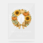 Story Begins Pumpkin Wreath Autumn Wedding Welcome アクリルサイン (正面)
