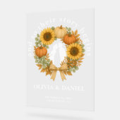 Story Begins Pumpkin Wreath Autumn Wedding Welcome アクリルサイン (傾斜)
