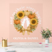 Story Begins Pumpkin Wreath Autumn Wedding Welcome アクリルサイン (ウェディング)