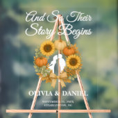 Story Begins Pumpkin Wreath Fall Wedding Welcome アクリルサイン (ニュートラル)