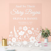 Story Begins Wildflower Wedding Welcome アクリルサイン (ウェディング)