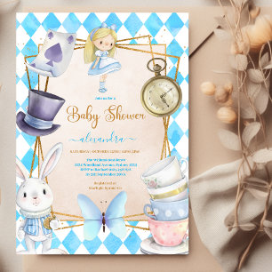 Story Book Alice in Wonderland赤ちゃんシャワー 招待状