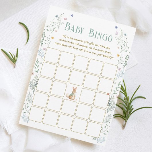 Story Book Baby Shower Baby Bingo Game Card 招待状