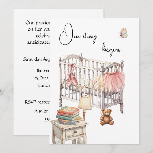 Story Book Baby Shower Digital Download Invitation 招待状 (正面/裏面)