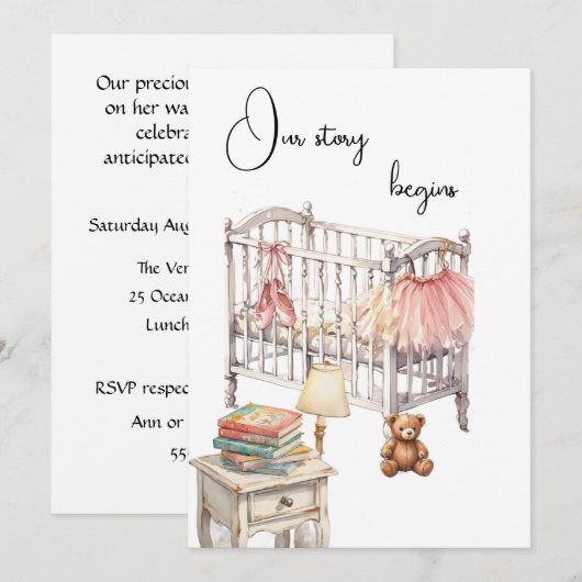 Story Book Baby Shower Digital Download Invitation 招待状 (正面/裏面)