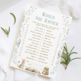 Story Book Baby Shower Would She Rather Game Card 招待状