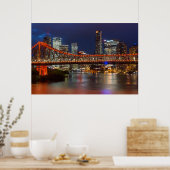 Story bridge dusk Brisbane city skyline Australia ポスター (キッチン)