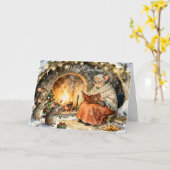  Story Time by the Fireplace Christmas Card カード (黄色い花)