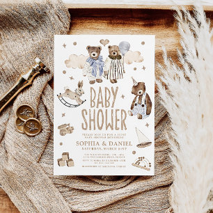 Storybookお洒落 Bears Joint Baby Shower 招待状