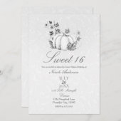 Storybook Argent Blanc Citrouille Conte de Fées Do 招待状 (正面/裏面)