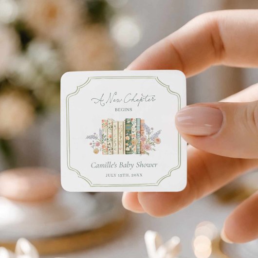 Storybook Baby Shower A New Chapter Favor スクエアシール