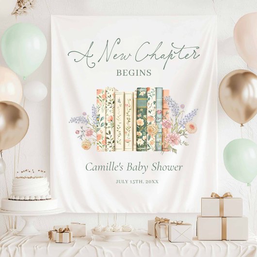 Storybook Baby Shower - A New Chapter Welcome タペストリー