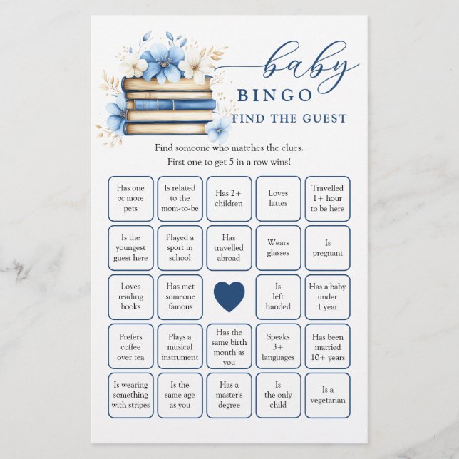 Storybook Baby Shower Find the Guest Bingo Game (正面)