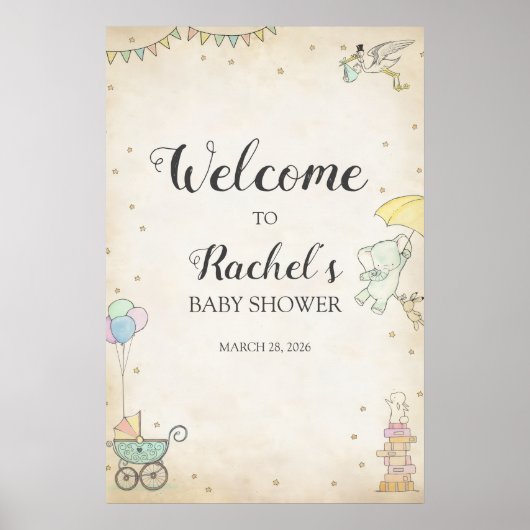 Storybook Baby Shower Welcome Poster ポスター (正面)