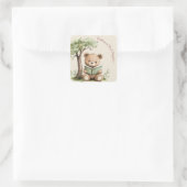 Storybook Bear Tree Beige Baby Shower Sticker スクエアシール (バッグ)