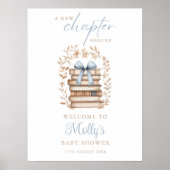 Storybook Blue Bow Baby Shower Welcome Sign ポスター (正面)