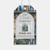 Storybook Blue Boy Library Book Baby Shower ギフトタグ (正面)