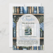 Storybook Blue Boy Library Book Baby Shower 招待状 (正面)