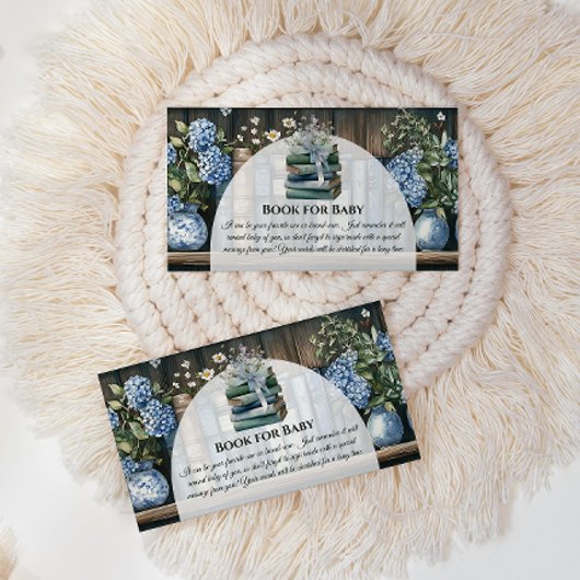 Storybook Blue Boy Library Book for Baby Shower エンクロージャーカード