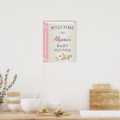Storybook Book Cover Baby Girl Shower Welcome ポスター (キッチン)