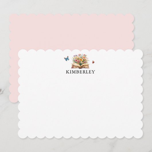 Storybook Book Lover Wildflower Thank you Card ノートカード (正面/裏面)