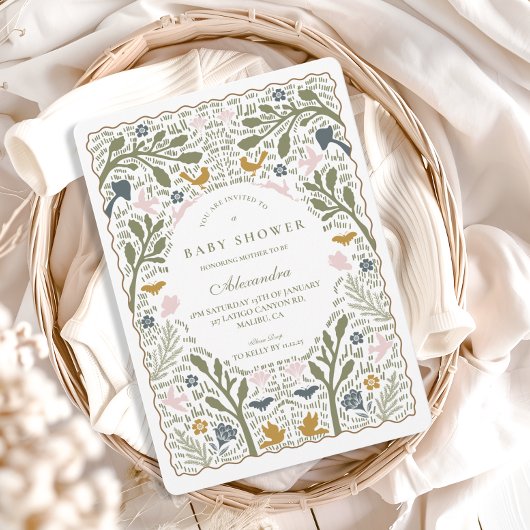 Storybook Botanical Baby Shower 招待状