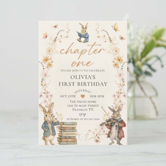 Storybook Chapter One 1st Birthday Invitation 招待状 (スタンド正面)