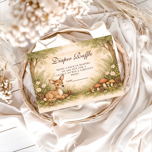 Storybook Deer Baby Diapper Raffle エンクロージャーカード