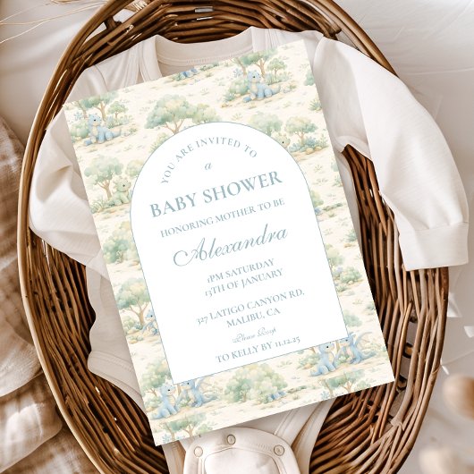 Storybook Dinosaur Baby Shower 招待状