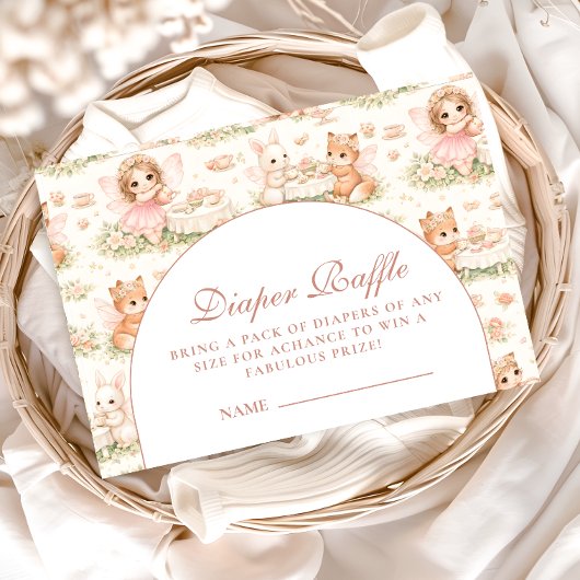 Storybook Fairy Baby Shower Diapper Raffle エンクロージャーカード