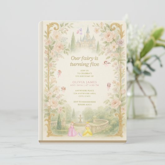 Storybook, fairy first, fairytale 5th birthday 招待状 (スタンド正面)