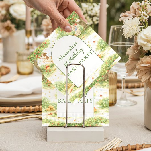 Storybook Farm Animals First Birthday スタンダードカクテルナプキン