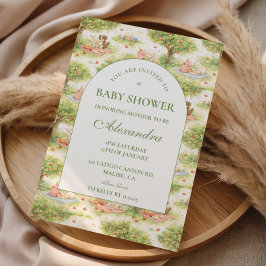 Storybook Farm Animals Floral Baby Shower 招待状