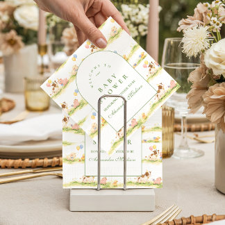 Storybook Farm Animals Pastel Baby Shower スタンダードカクテルナプキン