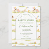 Storybook Farm Animals Pastel Baby Shower 招待状 (正面)