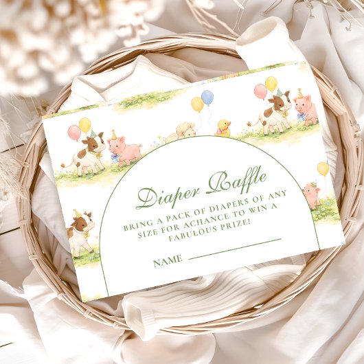Storybook Farm Animals Pastel Diapper Raffle エンクロージャーカード