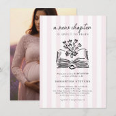  Storybook Floral A New Chapter Begins Baby Shower 招待状 (正面/裏面)