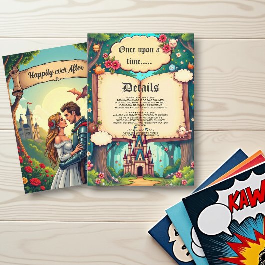 Storybook Forest Woodland Castle Fairytale Wedding エンクロージャーカード