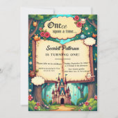 Storybook Forest Woodland Fairytale 1st Birthday 招待状 (正面)