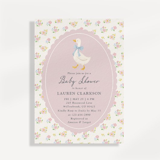 Storybook Garden Goose Baby Shower Invitation 招待状