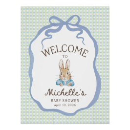 Storybook Garden Rabbit Baby Shower Welcome ポスター