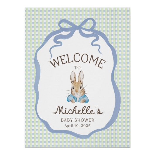 Storybook Garden Rabbit Baby Shower Welcome ポスター (正面)
