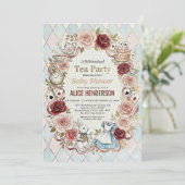 Storybook Garden Tea Party Baby Shower 招待状 (スタンド正面)