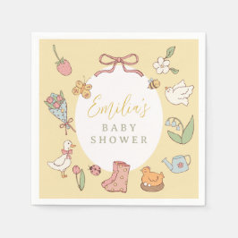Storybook Garden Vintage Baby Shower Paper Napkins スタンダードカクテルナプキン