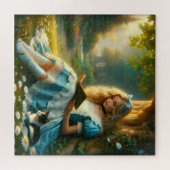 Storybook Girl Reading in an Enchanted Forest ジグソーパズル (横)