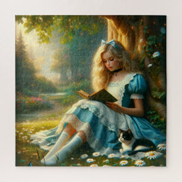 Storybook Girl Reading in an Enchanted Forest ジグソーパズル