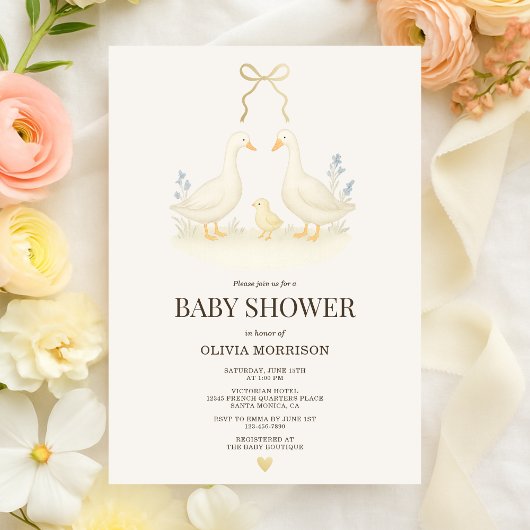 Storybook Goose & Chick Baby Shower 招待状